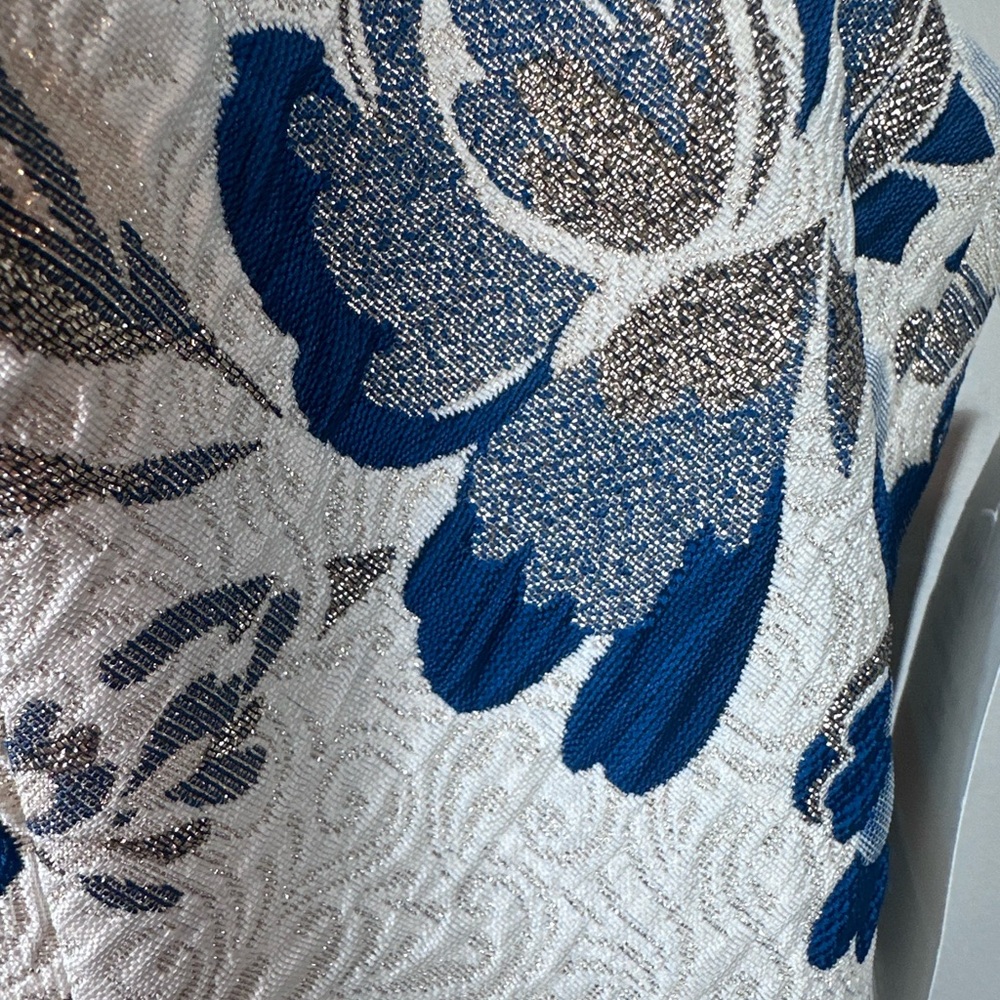 NWT Dress the‎ Population white/blue floral dress sheer insert size small - Picture 7 of 12